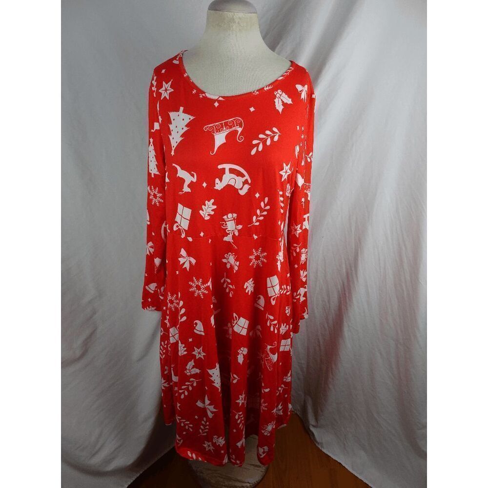 Life Best Women Red Christmas Dress Size 3XL